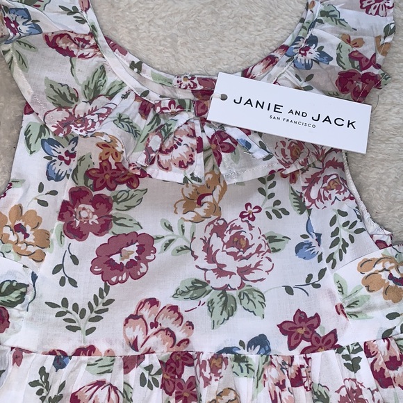 NWT Janie and Jack Pink & White Baby Floral Dress 18-24M - Picture 8 of 12